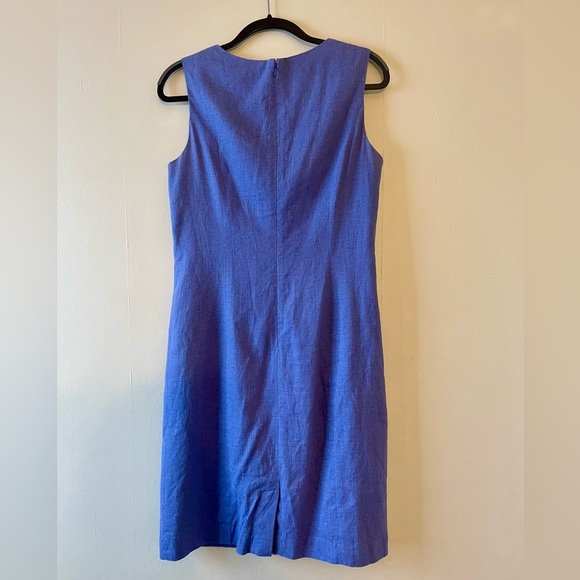 Adolfo Studio Linen Sheath Dress-Blue-Size 12 - Picture 2 of 5